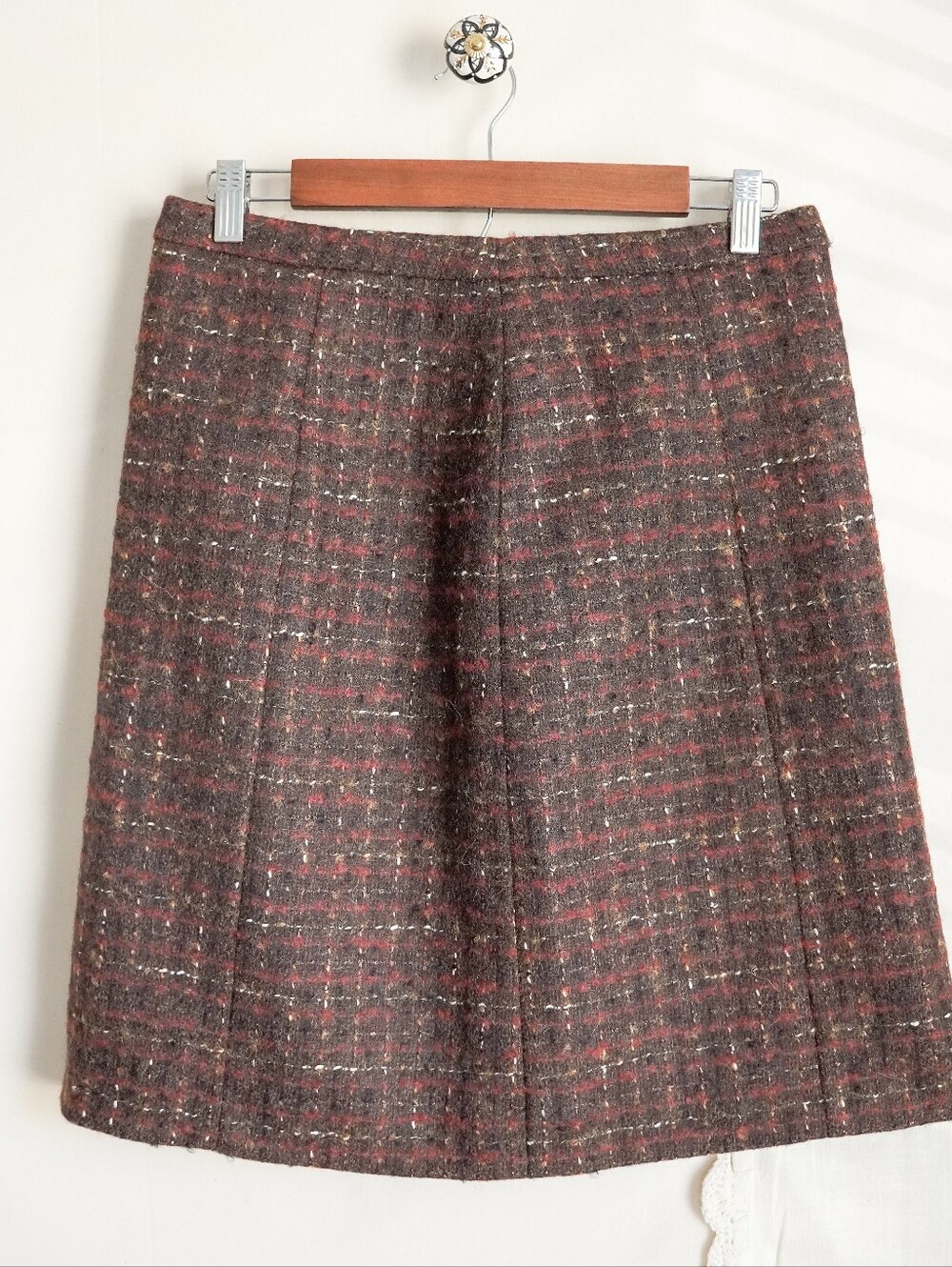 Brooks Brothers Moon British Tweed Wool Blend A-Line Skirt Brown Size 6